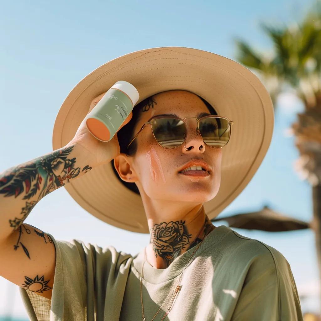 Person applying sunscreen outdoors, highlighting the importance of sun protection after laser tattoo removal